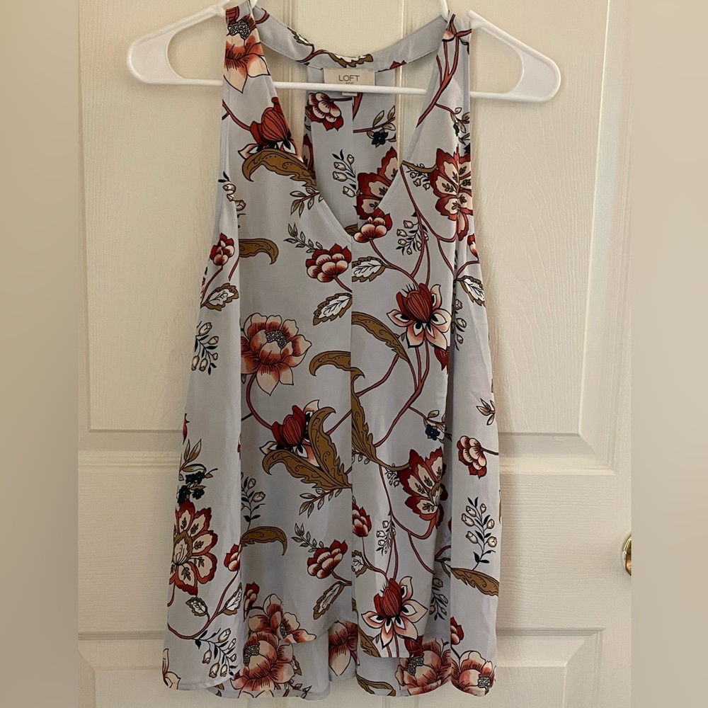 LOFT Blue Floral Tank Top